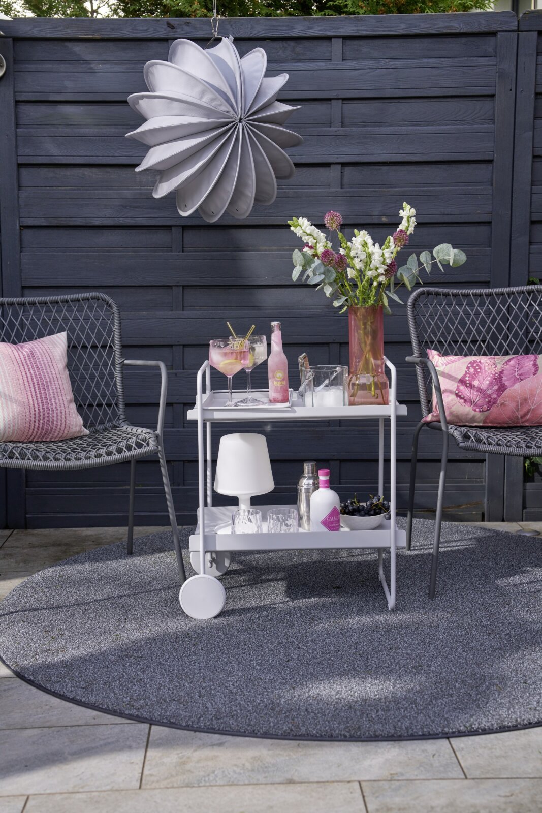 H.O.C.K. Dora Outdoor Kissen 45x45cm col. 03 rosa lila Streifen