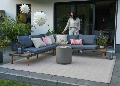 H.O.C.K. Dora Outdoor Kissen 45x45cm col. 03 rosa lila Streifen