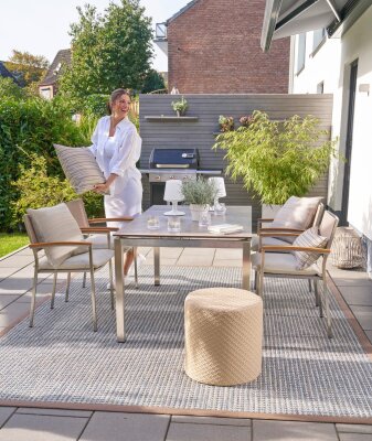 H.O.C.K. Rapita Outdoor Sitzkissen 40x40x6cm mit Keder col. 130 beige