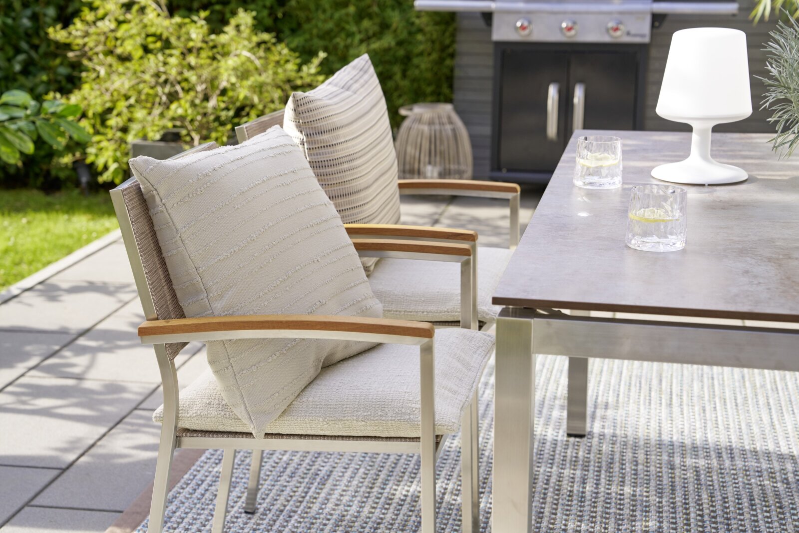 H.O.C.K. Jordi Outdoor Kissen 50x50cm mit Biese col. 130 beige taupe