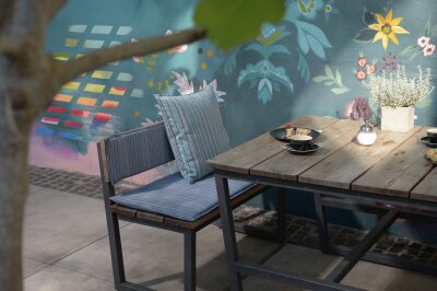 H.O.C.K. Jordi Outdoor Kissen 50x50cm mit Biese col. 644 blau
