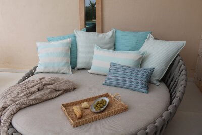 H.O.C.K. Jordi Outdoor Kissen 50x30cm col. 644 blau