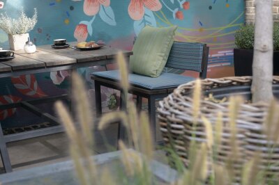 H.O.C.K. Jordi Outdoor Kissen BLISS 45x45x6cm mit Biese col. 644 blau