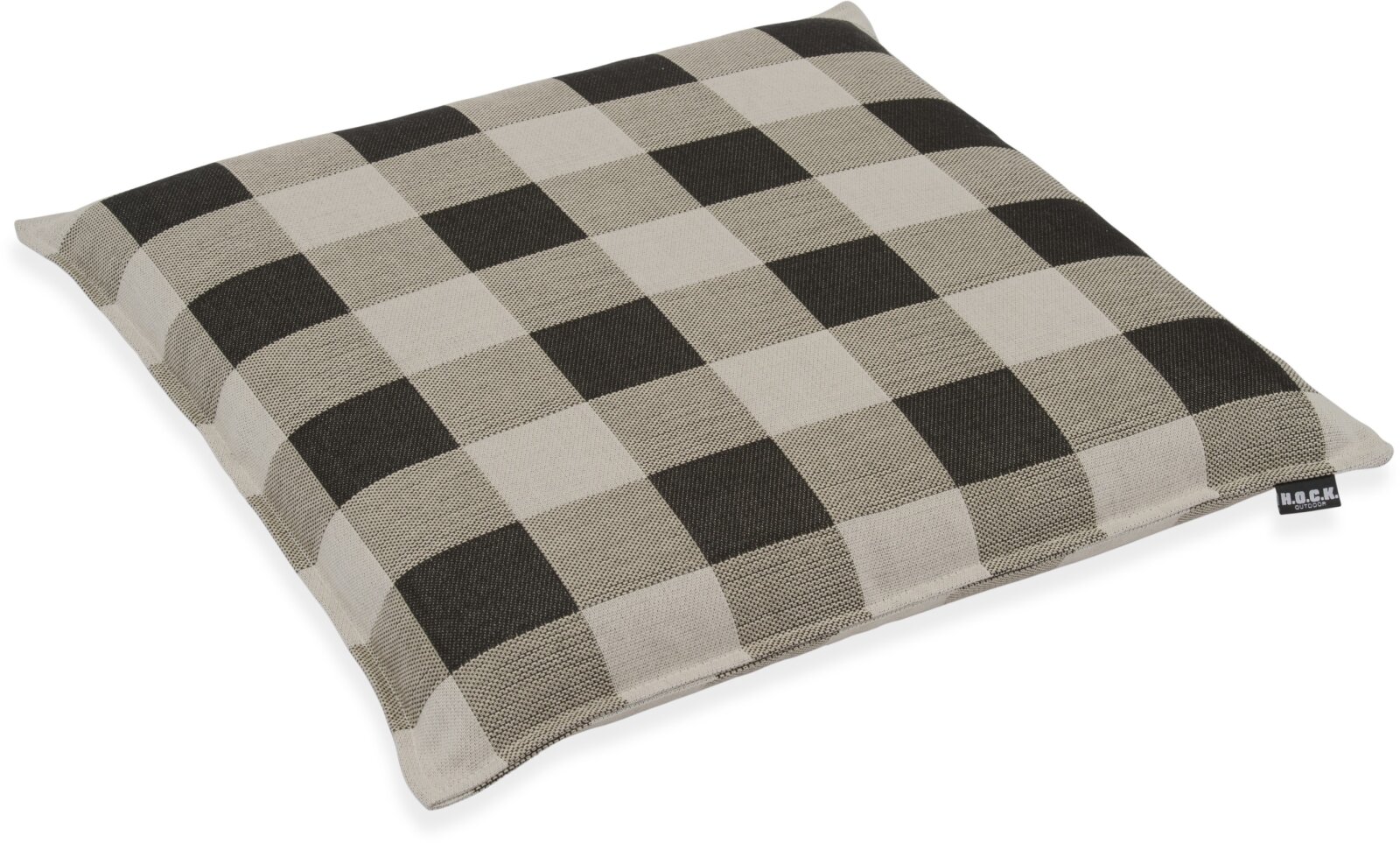 H.O.C.K. Garny Outdoor Sitzkissen BLISS 45x45x6cm mit Biese kariert col. 4 schwarz