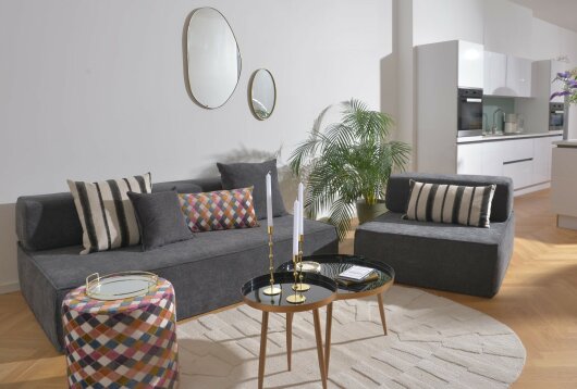 H.O.C.K. Sofa Mitch SMALL Indoor ca. 100x120x35cm Lotte dunkelgrau anthrazit col. 802