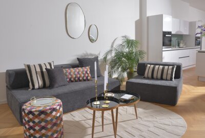 H.O.C.K. Sofa Mitch SMALL Indoor ca. 100x120x35cm Lotte dunkelgrau anthrazit col. 802