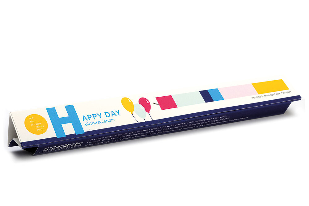 NTG Kerze schmal "Geburtagskerze / Happy Day" bunt ros blau gelb