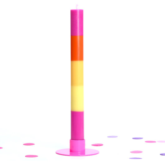 NTG Kerze schmal "Yippiiieh / Glückwunschkerze" pink orange gelb
