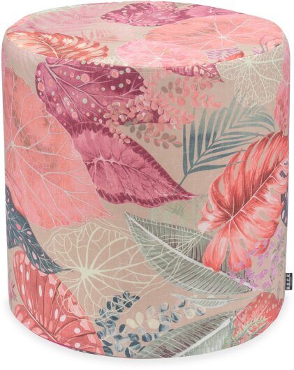H.O.C.K. Bora Outdoor Hocker Pouf ø45x45cm rund col. 01 rosa pink floral allover