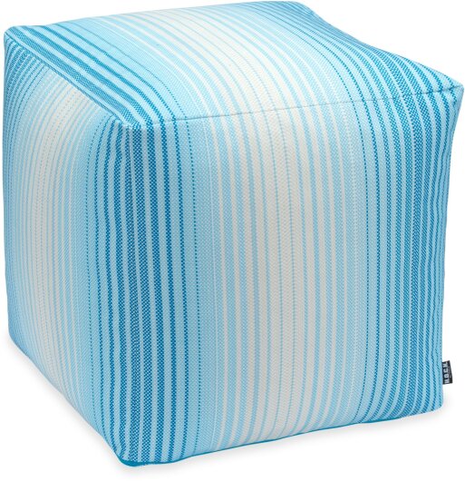 H.O.C.K. Dora Outdoor Bean Cube Pouf 40x40x40cm col. 03 navyblau hellblau Streifen