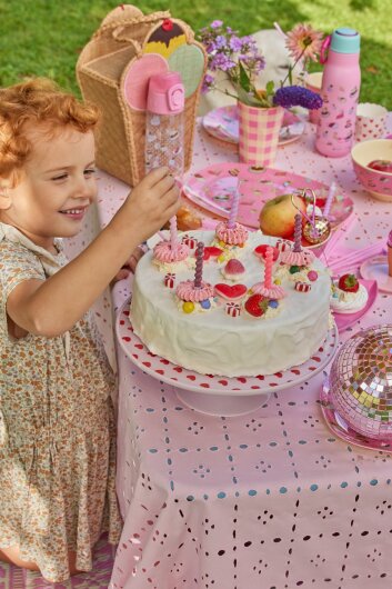 RICE Melamine Cup Tasse großer Becher pink rosa creme kariert