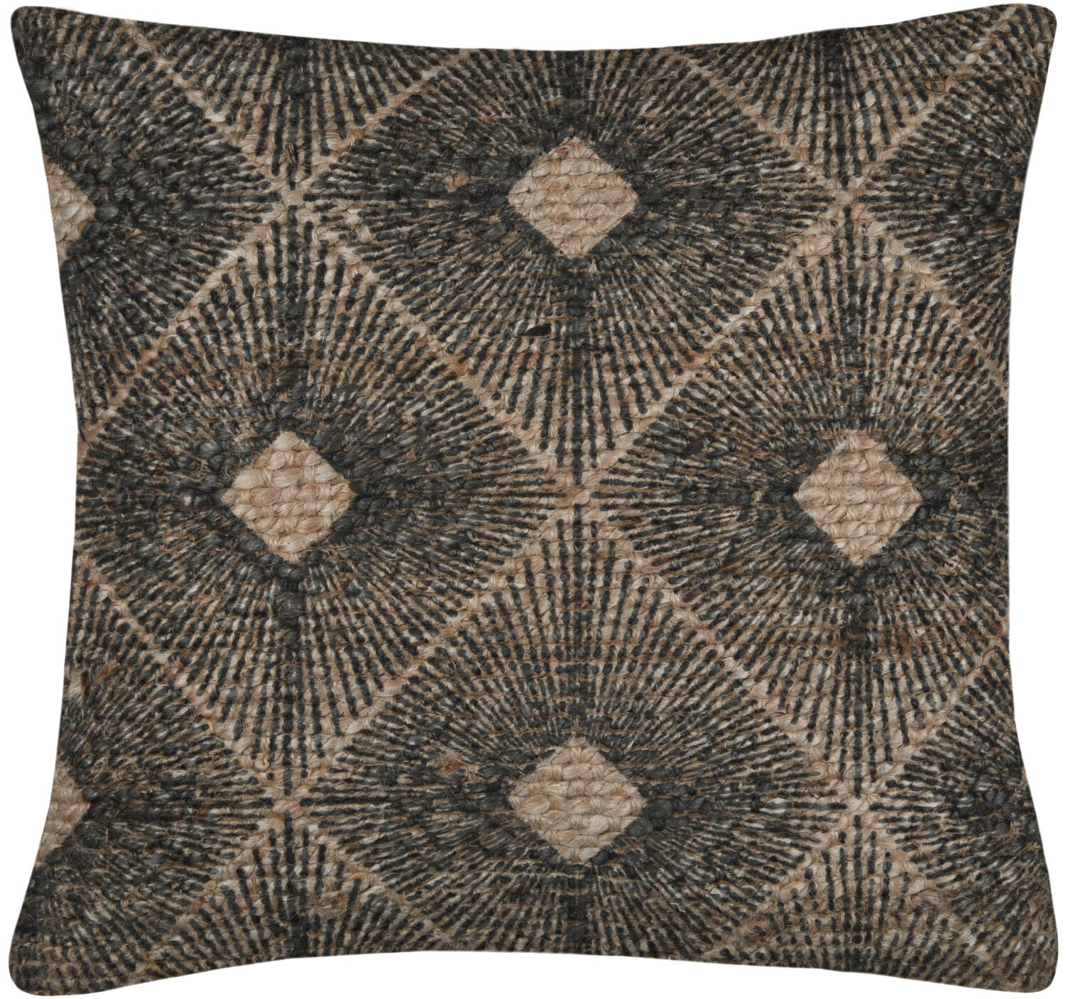 STF Dekokissen Wendekissen im Boho-Look 40x40cm anthrazit geometrisch aus Jute