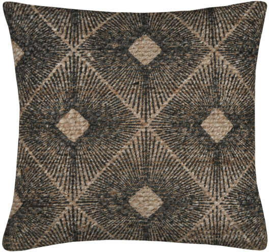 STF Dekokissen Wendekissen im Boho-Look  40x40cm anthrazit geometrisch aus Jute