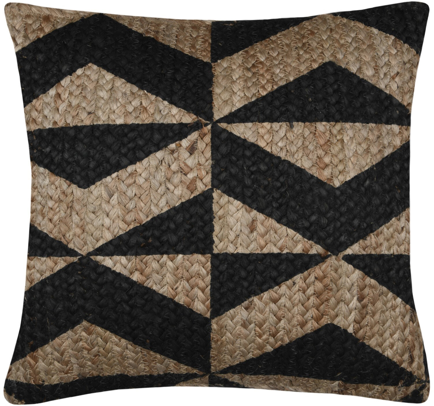 STF Dekokissen Wendekissen im Boho-Look 40x40cm schwarz natural geometrisch aus Jute