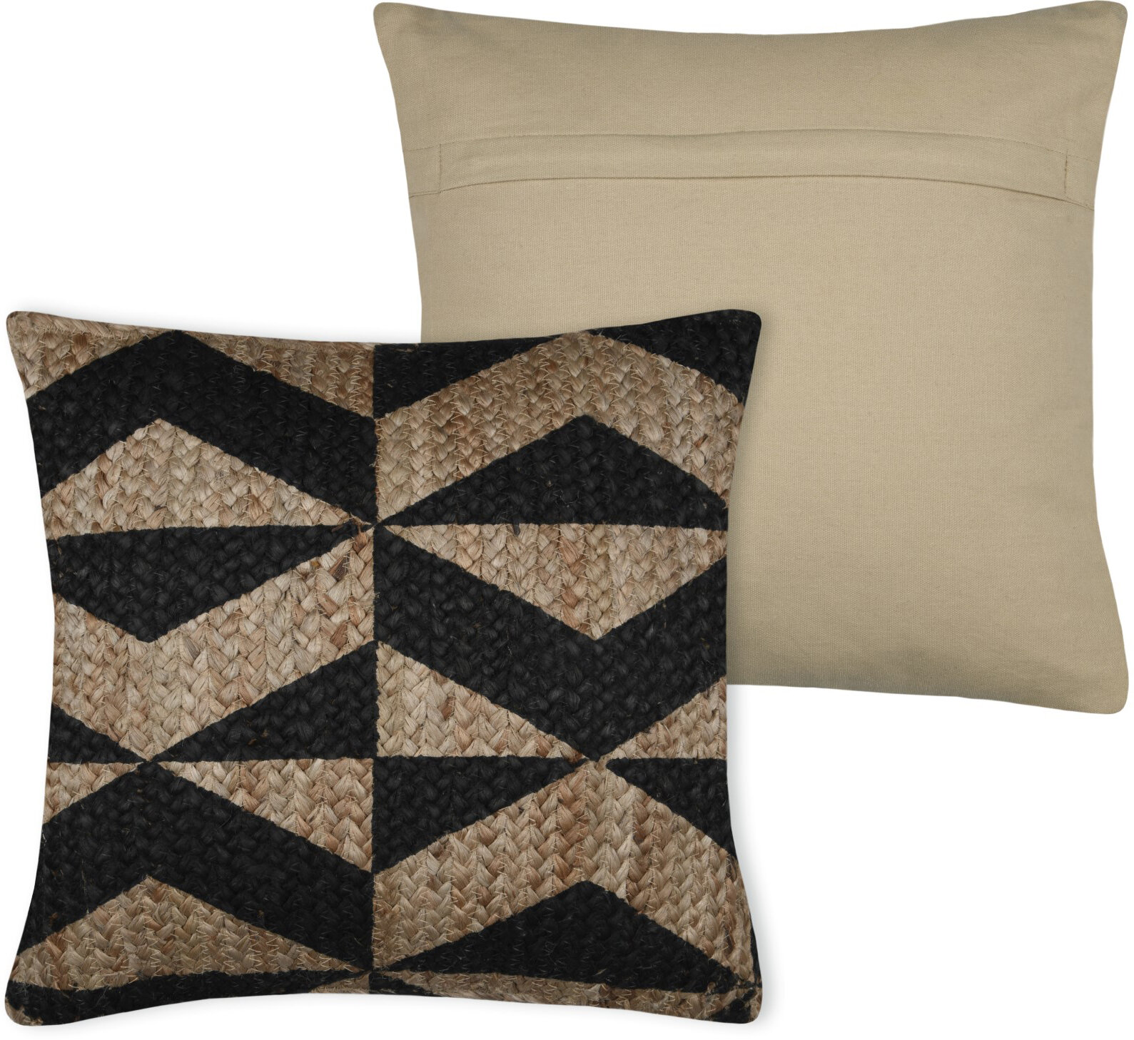 STF Dekokissen Wendekissen im Boho-Look 40x40cm schwarz natural geometrisch aus Jute