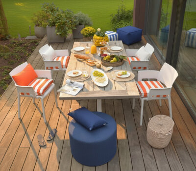 H.O.C.K. Madrid Outdoor + Indoor Wendekissen 60x60cm navy-blau in&out