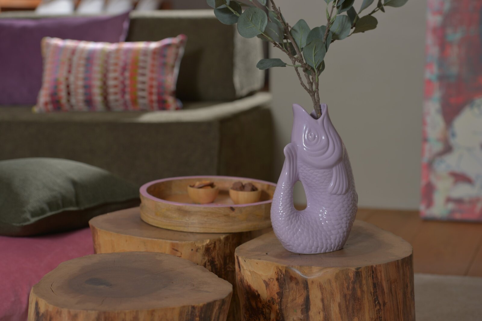 GIFTY Vase / Karaffe S Fisch lavender 1,2 Liter / ca. 16,5x25,2x9,7cm