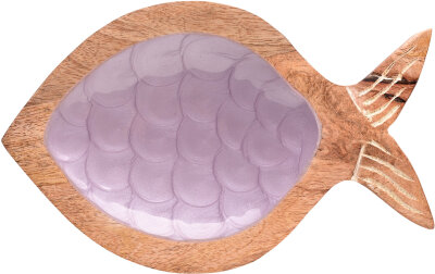 GIFTY Tablett aus Mangoholz Fischform flieder ca....