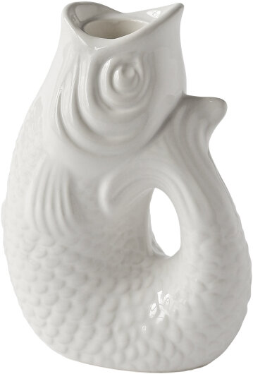 GIFTY Kerzenhalter XS Fisch weiß aus Steingut ca. 9,8x12,7x6cm