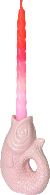 GIFTY Kerzenhalter S Fisch rosa aus Steingut ca....