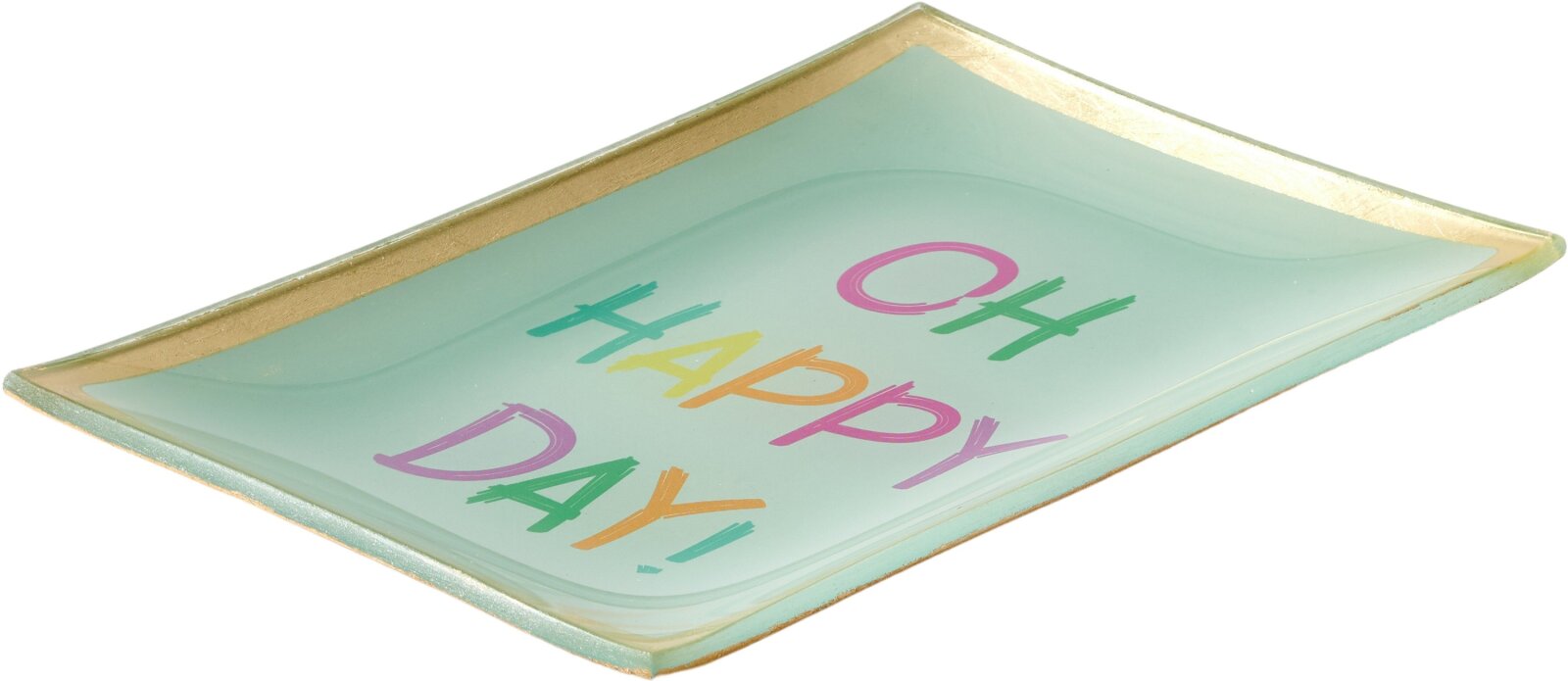 GIFTY Glasteller eckig M / Oh happy day mintgrün ca. 10x0,8x14,2cm