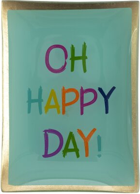 GIFTY Glasteller eckig M /  Oh happy day mintgrün...