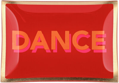 GIFTY Glasteller eckig M /  Dance rot mit orangener...