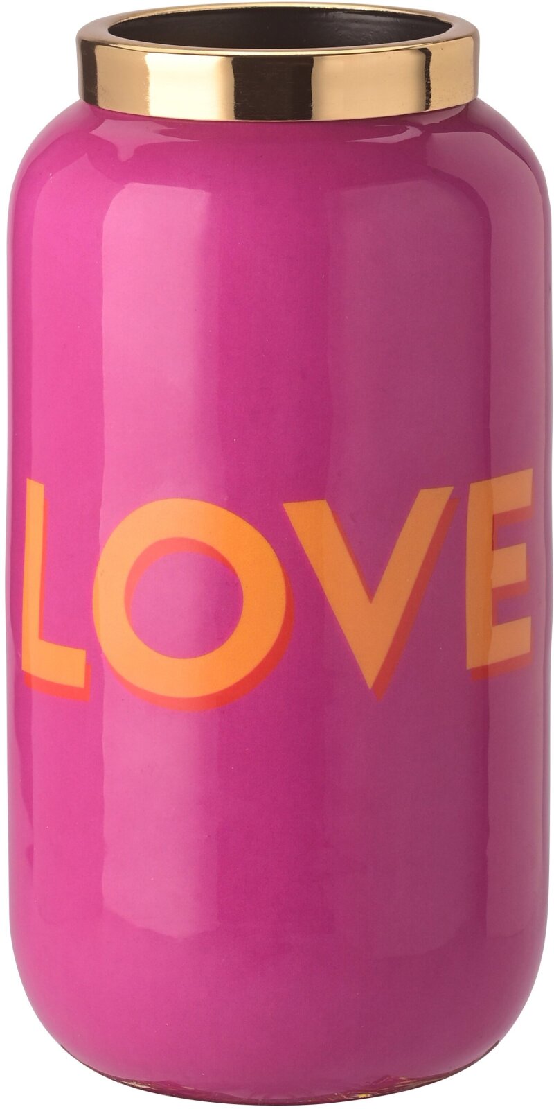 GIFTY kleine XXS Vase pink mit Metallring gold | LOVE ca. 6x12x6cm