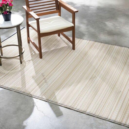 H.O.C.K. Outdoor Teppich Cancun Wendeteppich 180x270cm Sand & Black gestreift