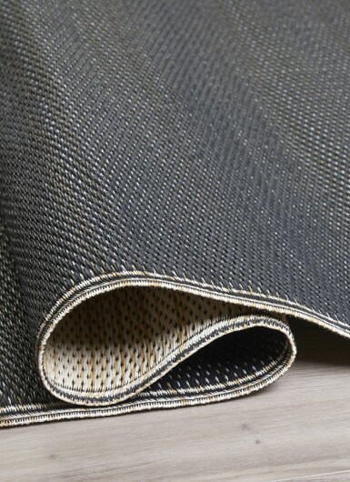 H.O.C.K. Outdoor Teppich Cancun Wendeteppich 180x270cm Sand & Black gestreift