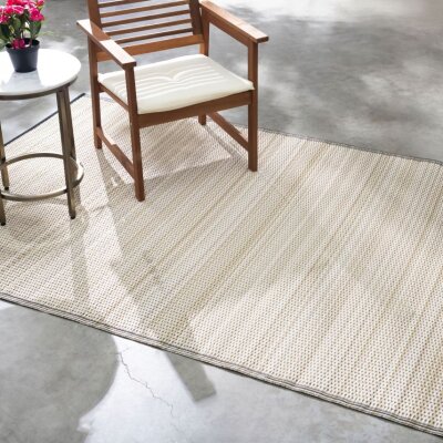 H.O.C.K. Outdoor Teppich Cancun Wendeteppich 180x270cm Sand & Black gestreift