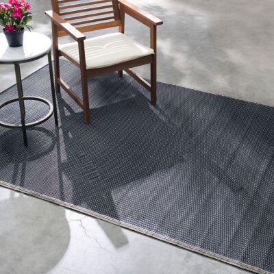 H.O.C.K. Outdoor Teppich Cancun Wendeteppich 180x270cm Sand & Black gestreift