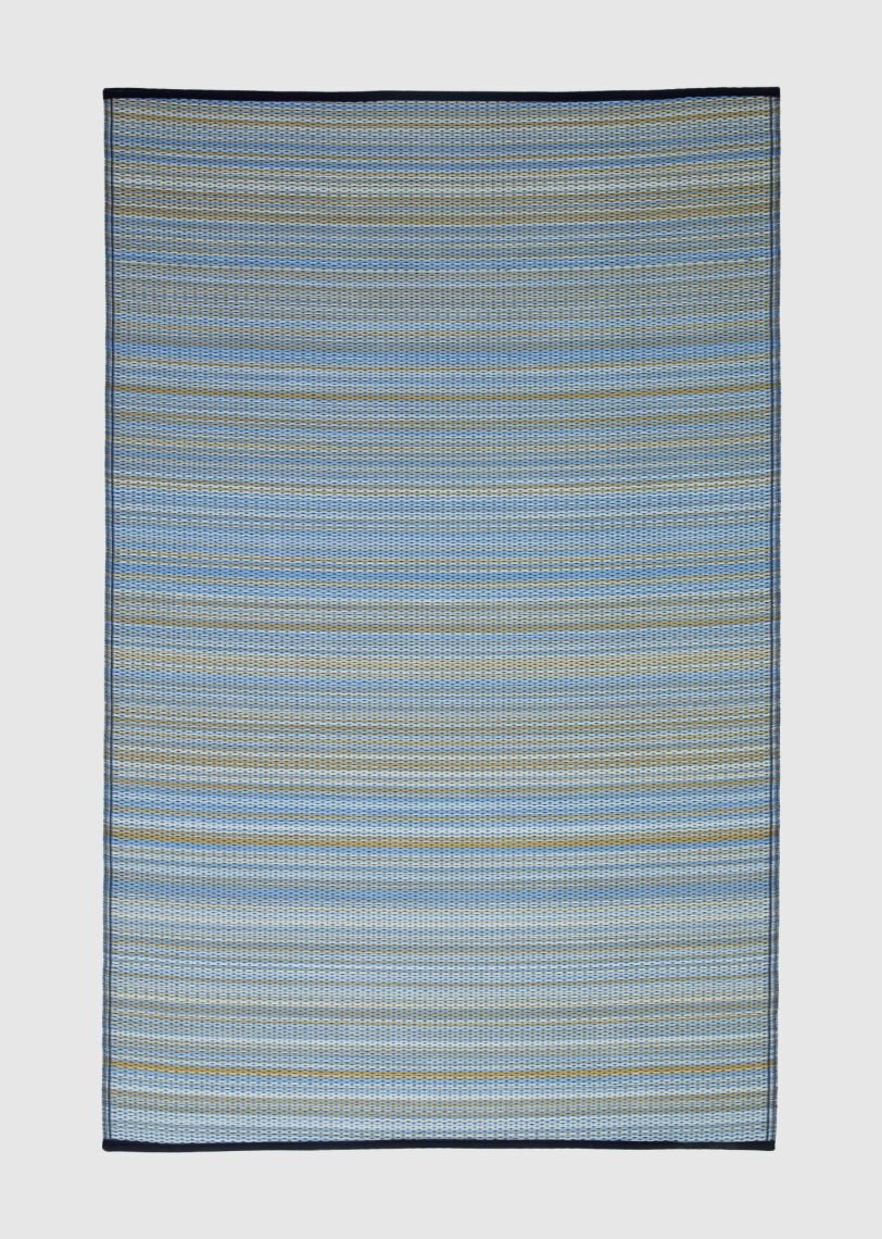 H.O.C.K. Outdoor Teppich Cancun Wendeteppich 180x270cm Hellblau & Dunkelblau gestreift