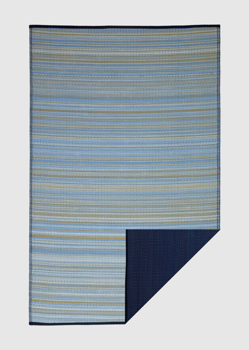 H.O.C.K. Outdoor Teppich Cancun Wendeteppich 180x270cm Hellblau & Dunkelblau gestreift