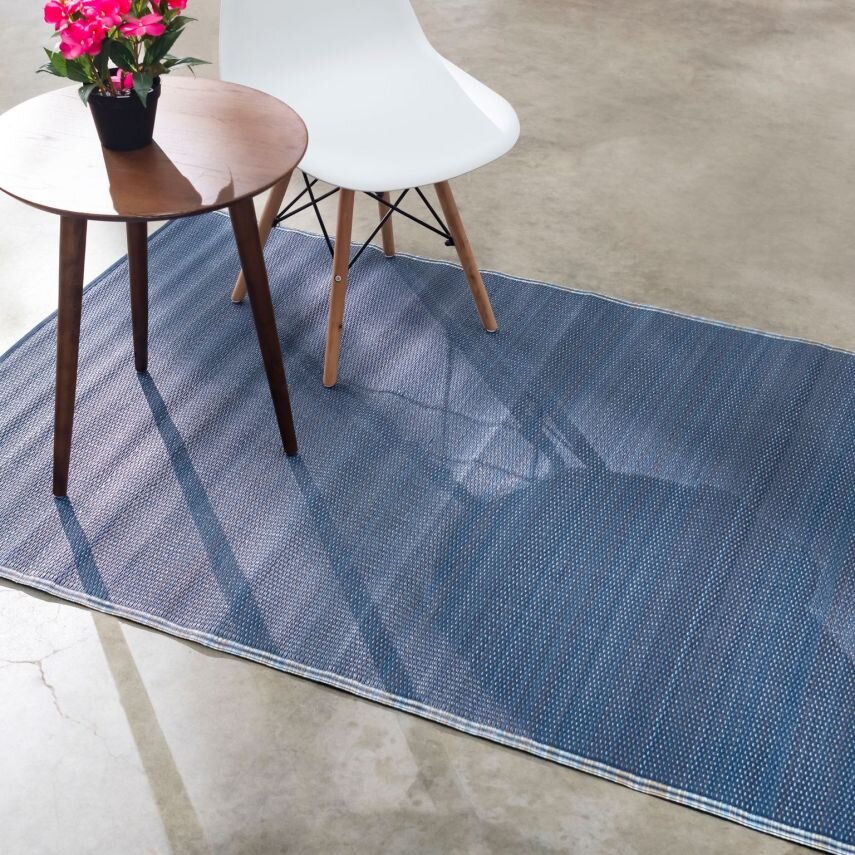 H.O.C.K. Outdoor Teppich Cancun Wendeteppich 180x270cm Hellblau & Dunkelblau gestreift