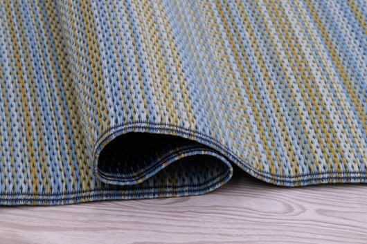 H.O.C.K. Outdoor Teppich Cancun Wendeteppich 180x270cm Hellblau & Dunkelblau gestreift