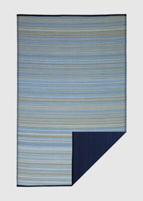 H.O.C.K. Outdoor Teppich Cancun Wendeteppich 180x270cm Hellblau & Dunkelblau gestreift