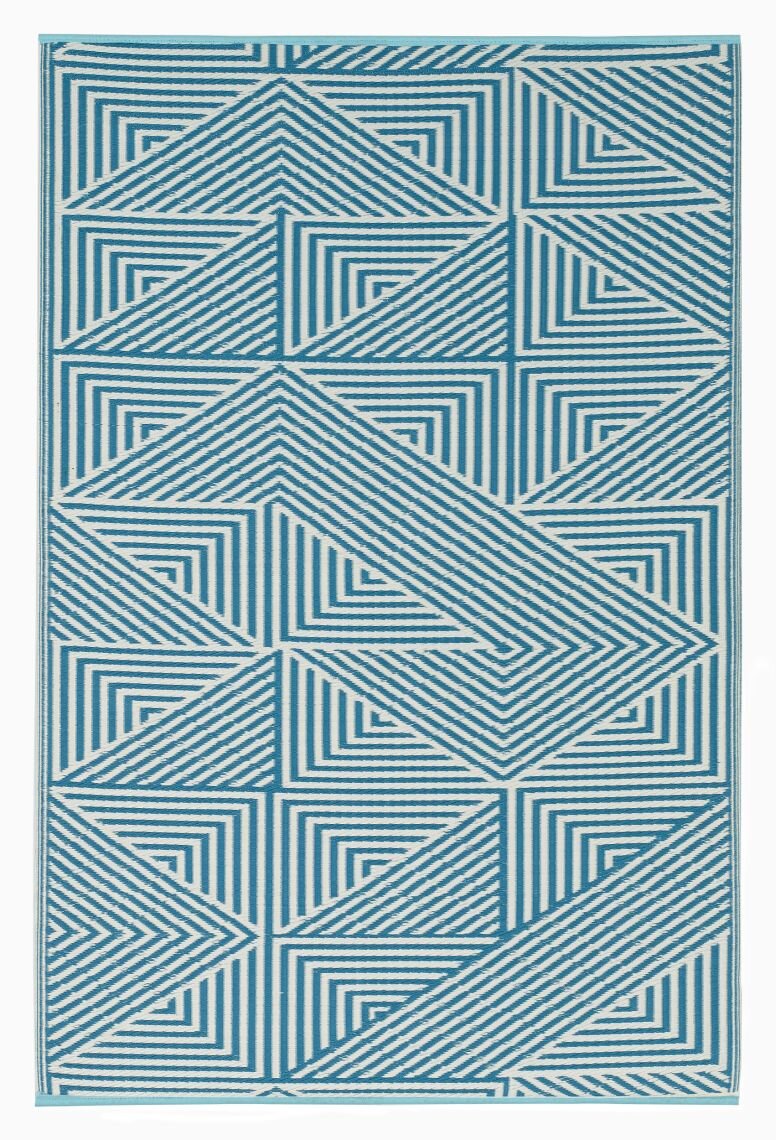 H.O.C.K. Outdoor Teppich Tokyo Türkis geometrisch 150x240cm
