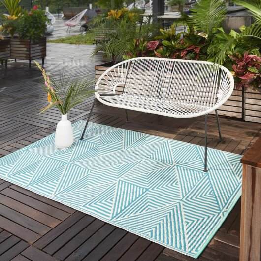 H.O.C.K. Outdoor Teppich Tokyo Türkis geometrisch 150x240cm