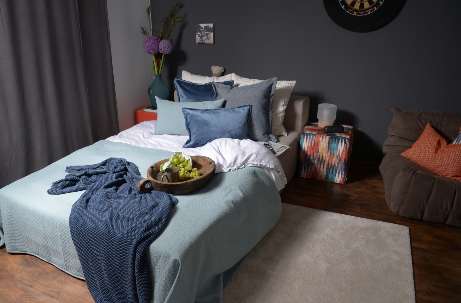 H.O.C.K. Precious Cord Loungehocker 90x90x40cm Cordsamt navy dunkelblau col. 666