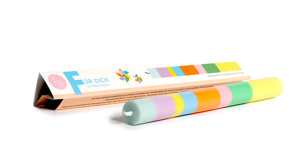NTG Kerze schmal "Für dich / For you" bunt pastell