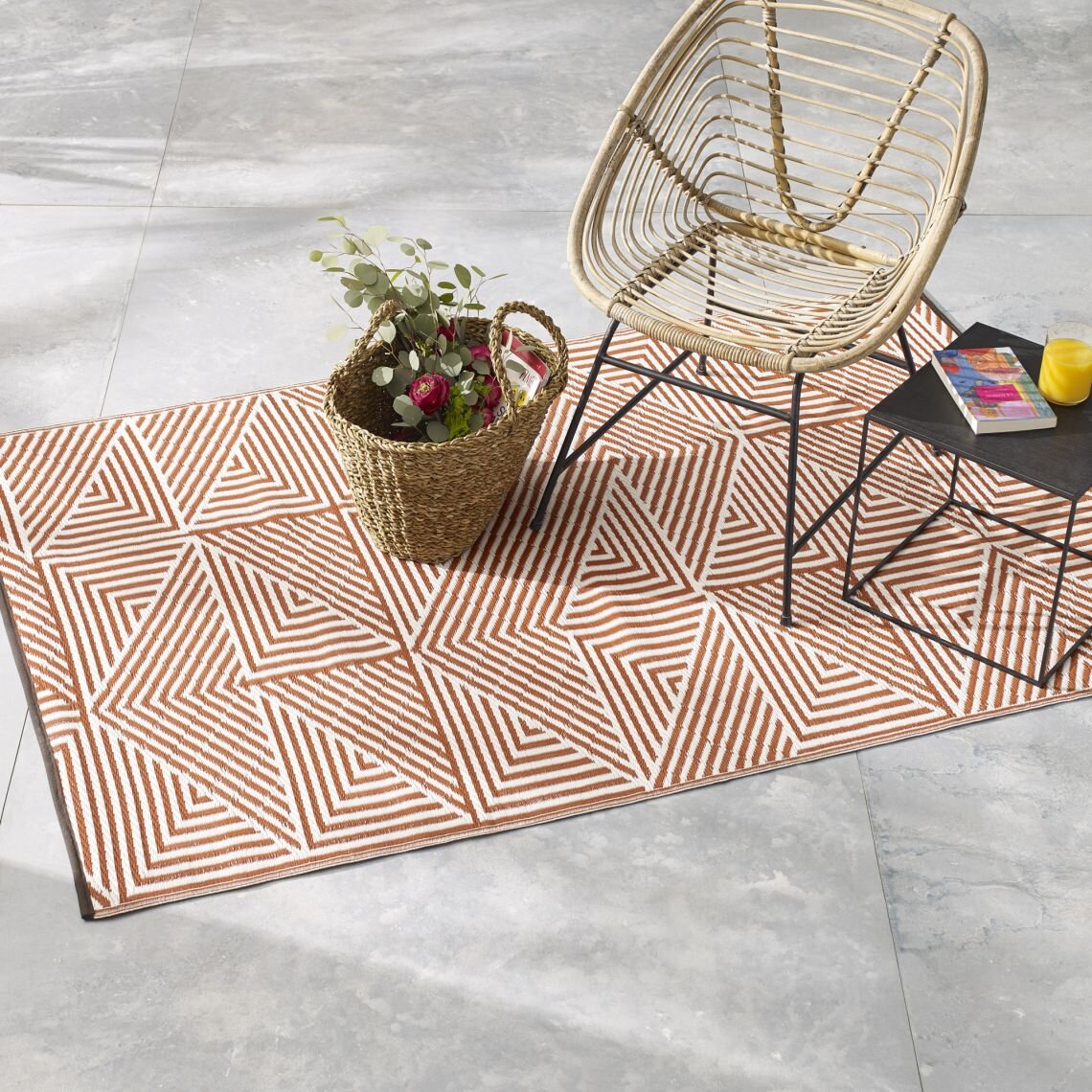 H.O.C.K. Outdoor Teppich Tokyo Burnt Orange geometrisch 150x240cm