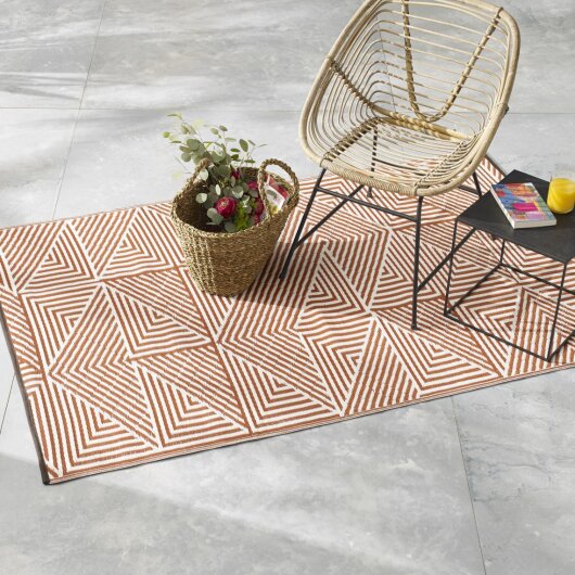 H.O.C.K. Outdoor Teppich Tokyo Burnt Orange geometrisch 150x240cm