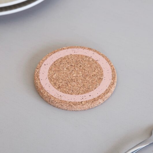 LIGA Untersetzer aus Kork 4er Set rund handbedruckt Earth Rose 10 x 1cm