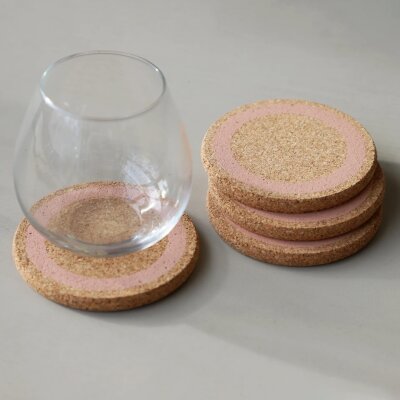 LIGA Untersetzer aus Kork 4er Set rund handbedruckt Earth...