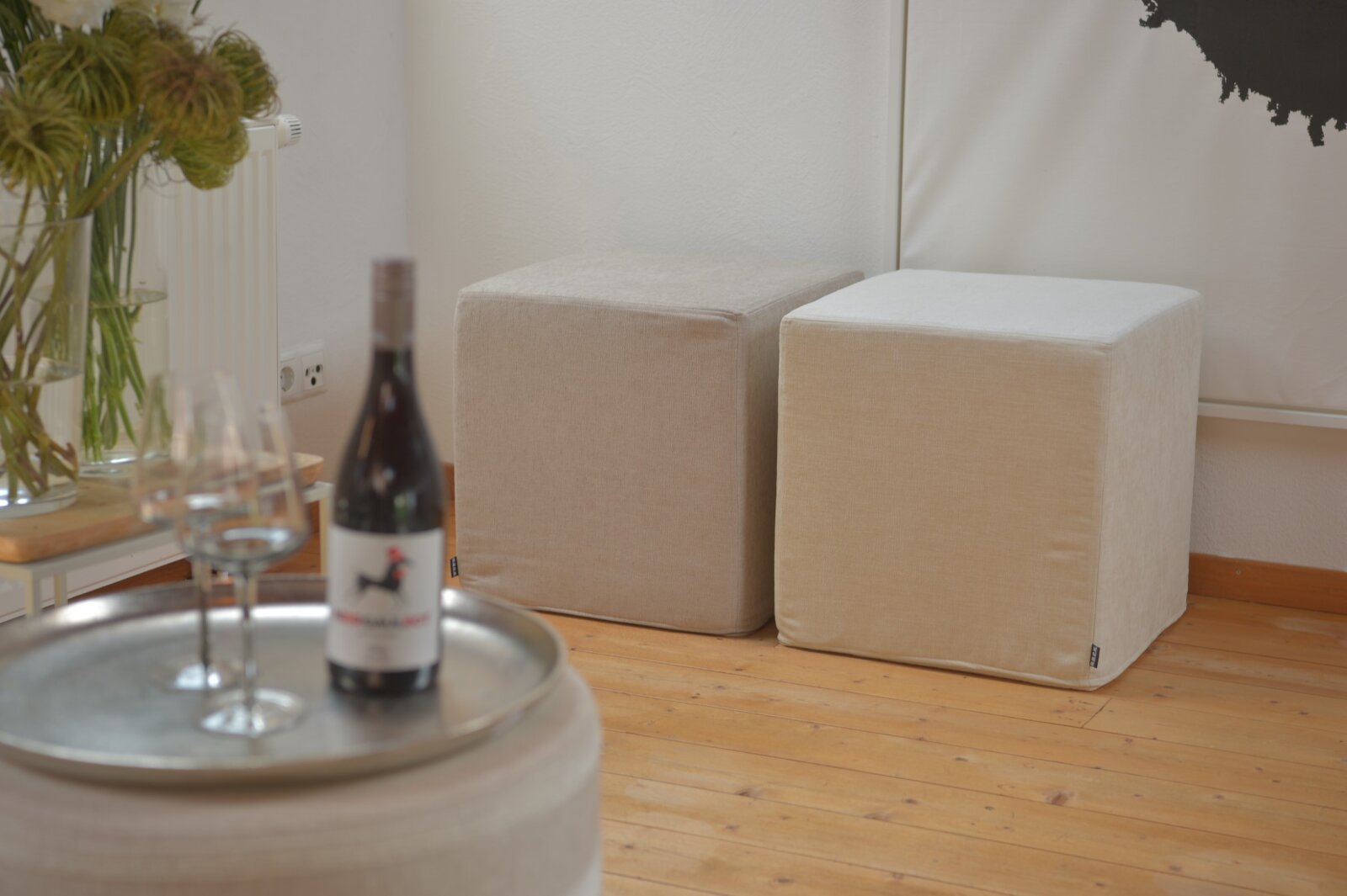 H.O.C.K. Lucky Hocker Cube eckig 45x45x45cm beige taupe col. 002